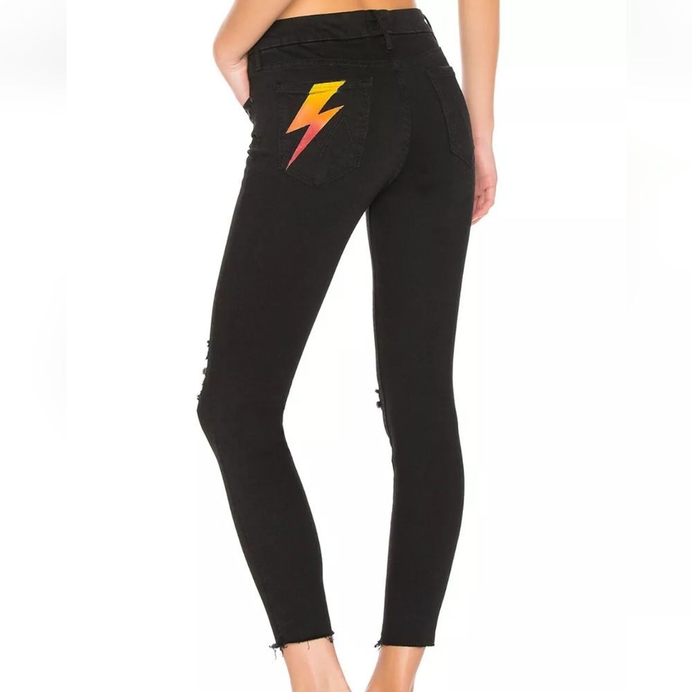 Mother The Looker Ankle Fray Gold Bolt Skinny Jeans Sz 27